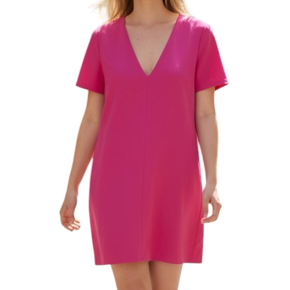 Hutch Hot Pink Short Sleeve Deep V Neck Dress Size Large
